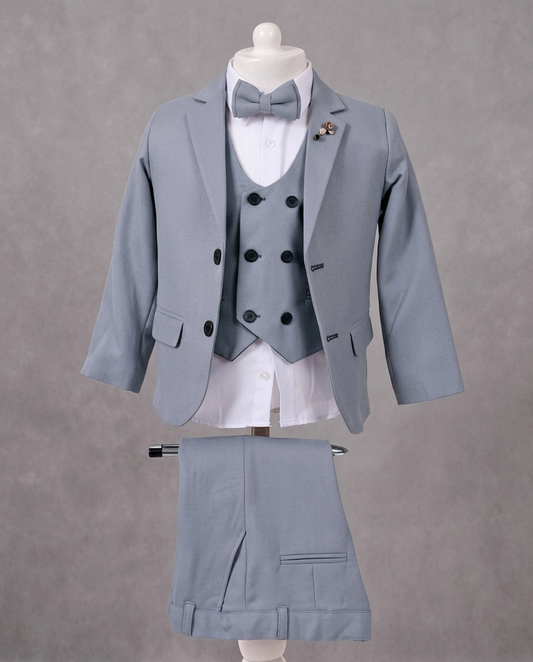 The Charles 5-Piece Formal Suit Set with Vest – Light Gray