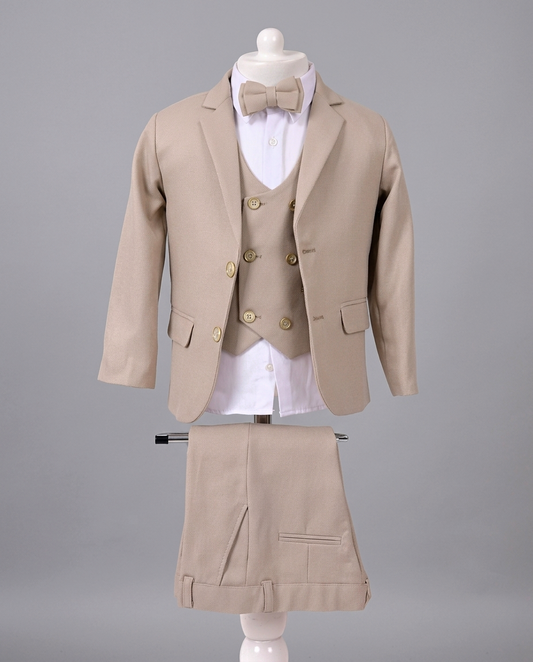 The Louis 5-Piece Formal Suit Set with Vest – Warm Beige