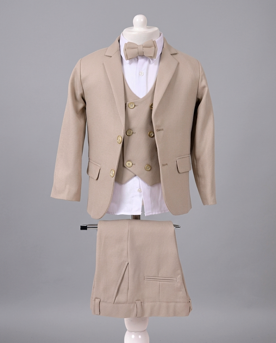 The Louis 5-Piece Formal Suit Set with Vest – Warm Beige