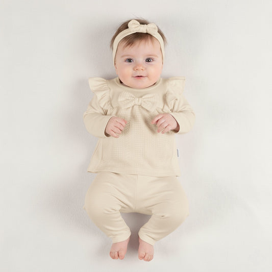 The "Sweet Bow" Baby Set Cream
