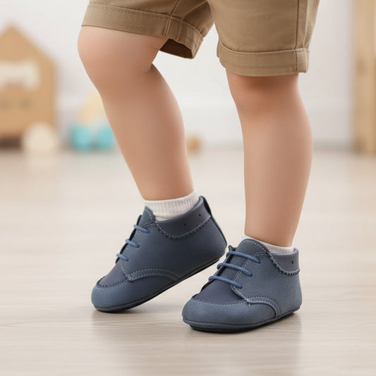 Handcrafted Navy Blue Baby Moccasins – Soft & Stylish Infant Shoes