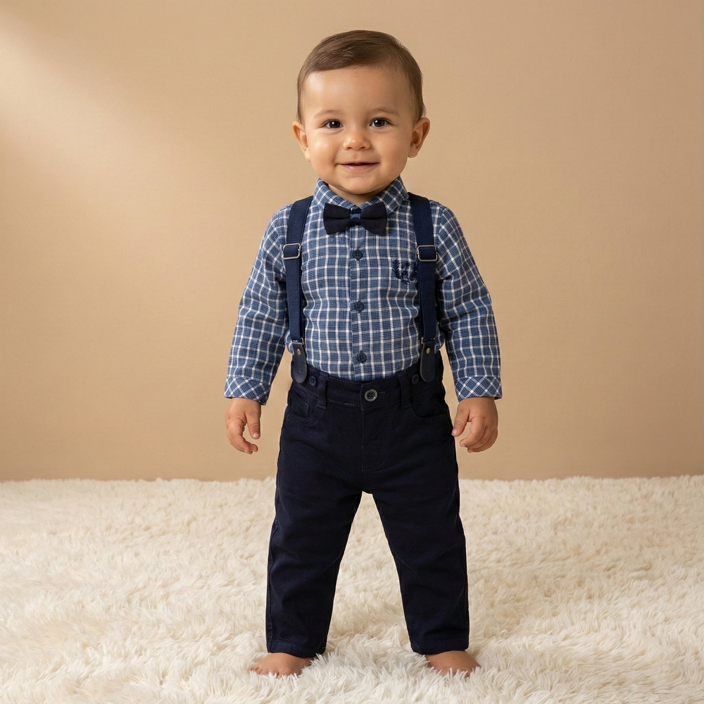 Baby Boy Formal Outfit Navy and Plaid