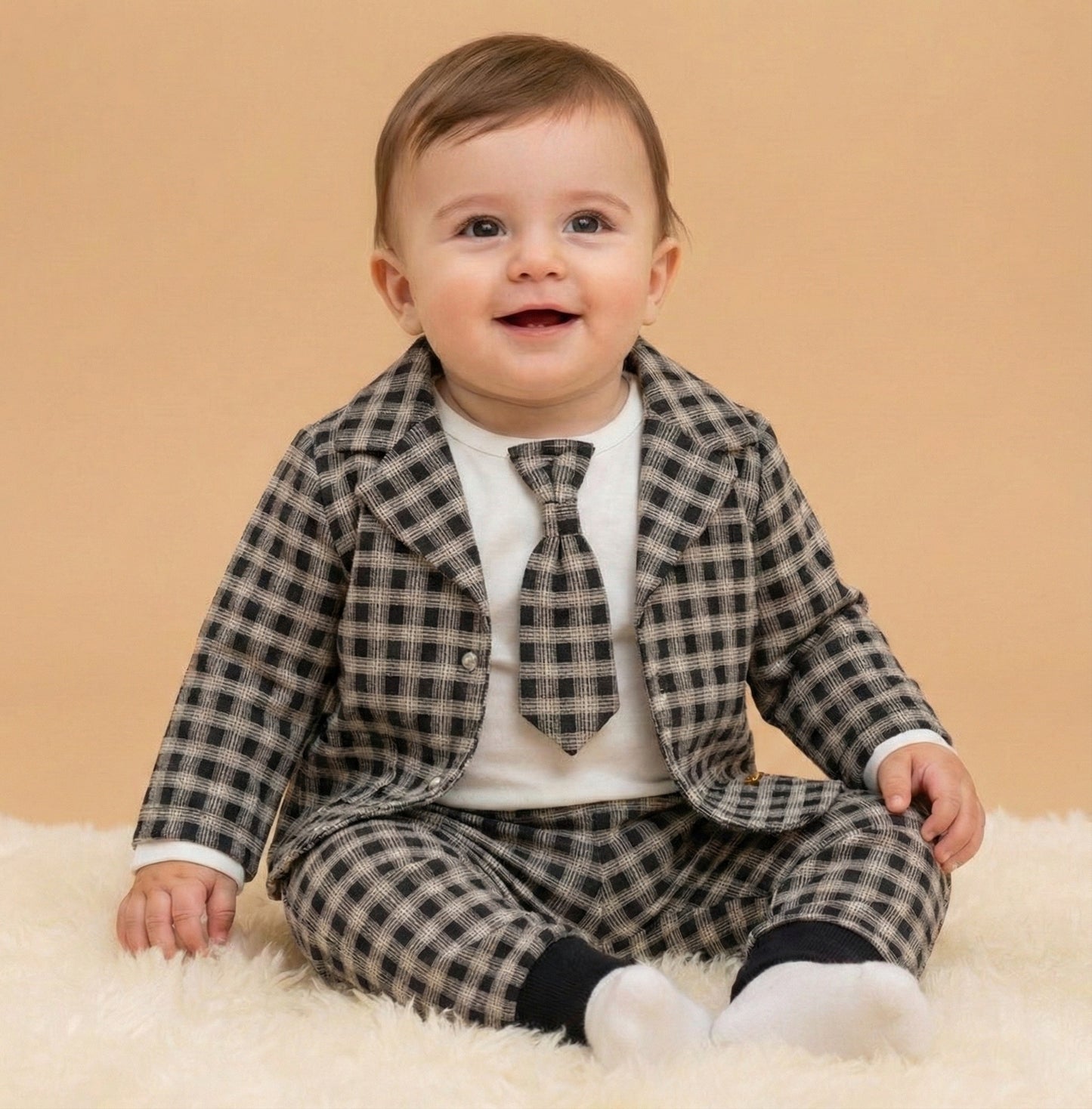 Checkered Suit & Tie Set