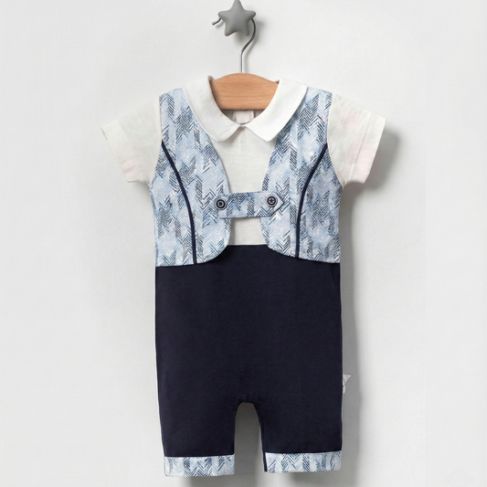 Chevron Vest & Navy Romper