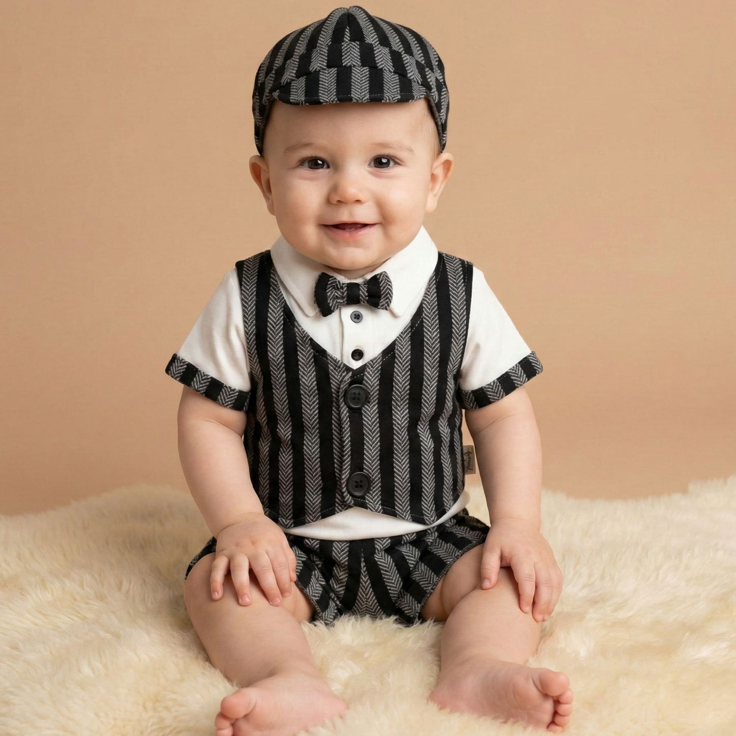 Striped Tuxedo Charm – Baby Boy Outfit