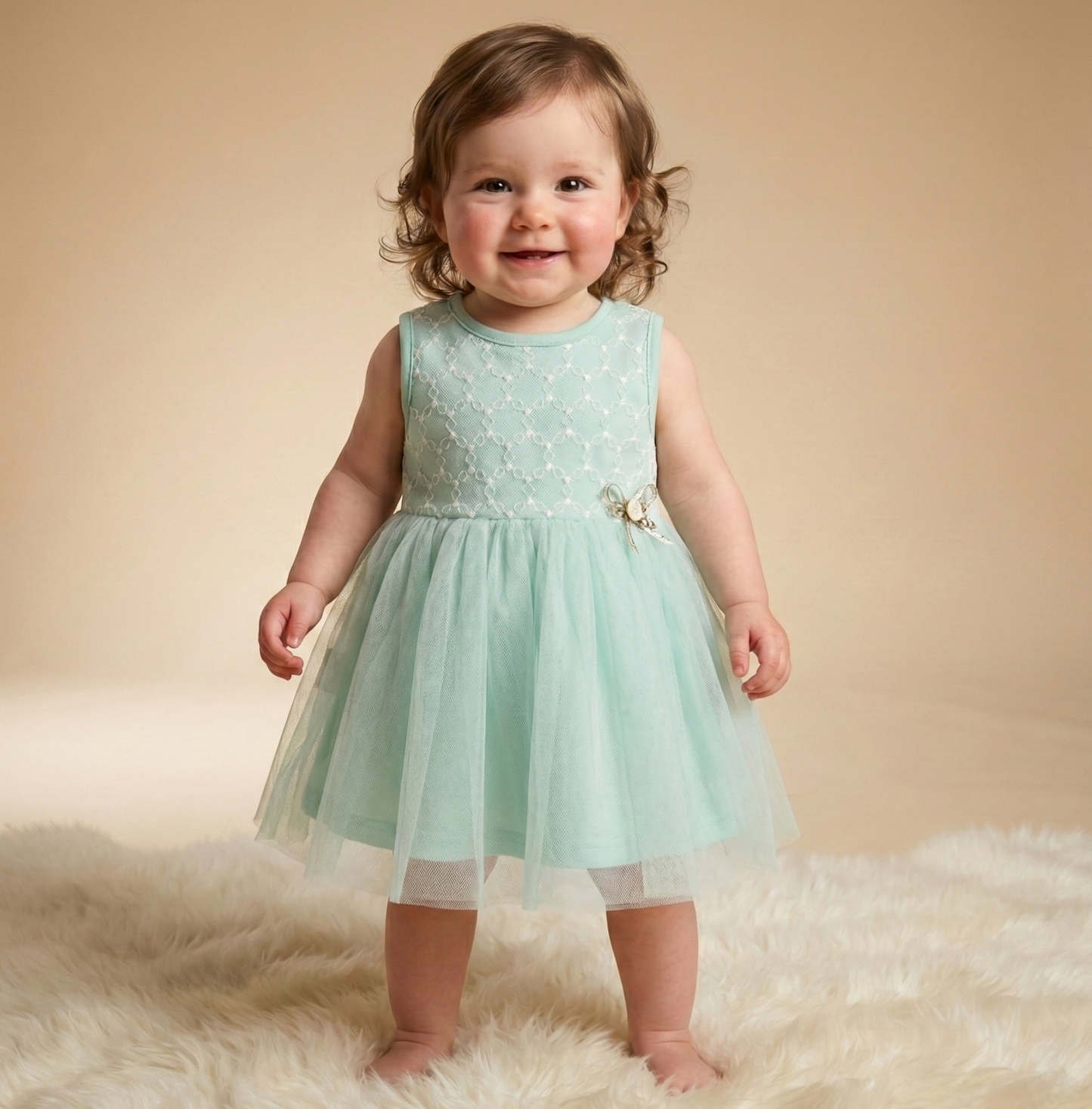 Mint Lace Whimsy – Baby Girl Dress