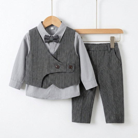 Sharp Gray Charm – Baby Boy Ensemble