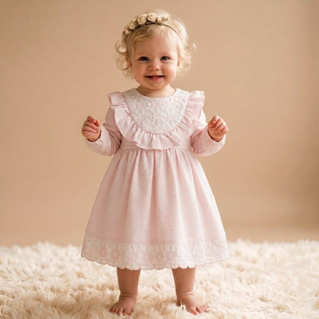 Blush Lace Bloom – Baby Girl Pink Dress