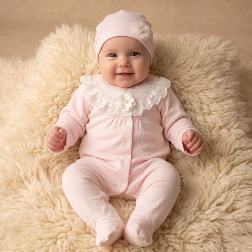 Blush Lace Whisper – Baby Girl Outfit Set