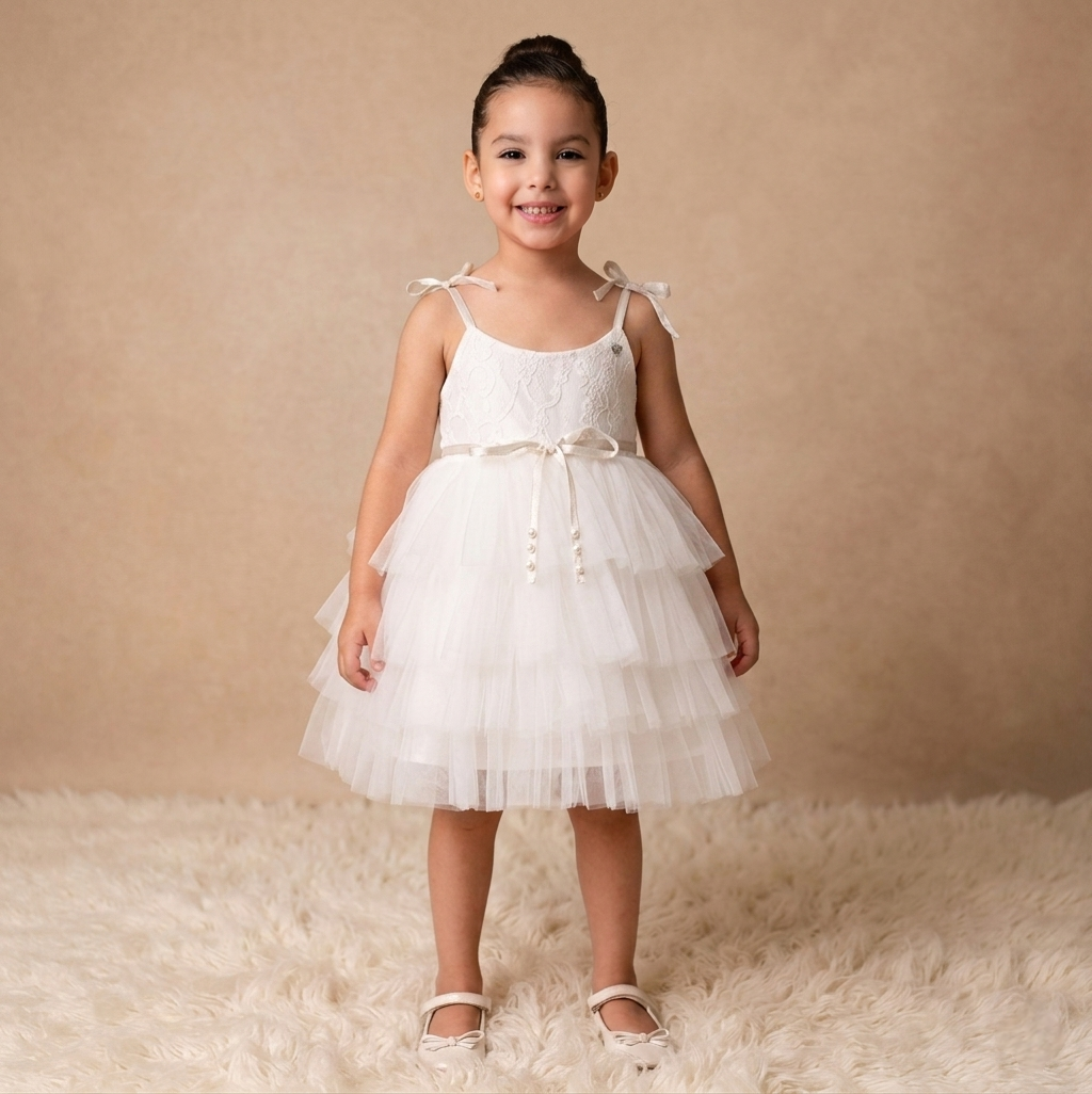 “Ivory Bloom” Baby Dress – Lace Bodice & Tulle Skirt