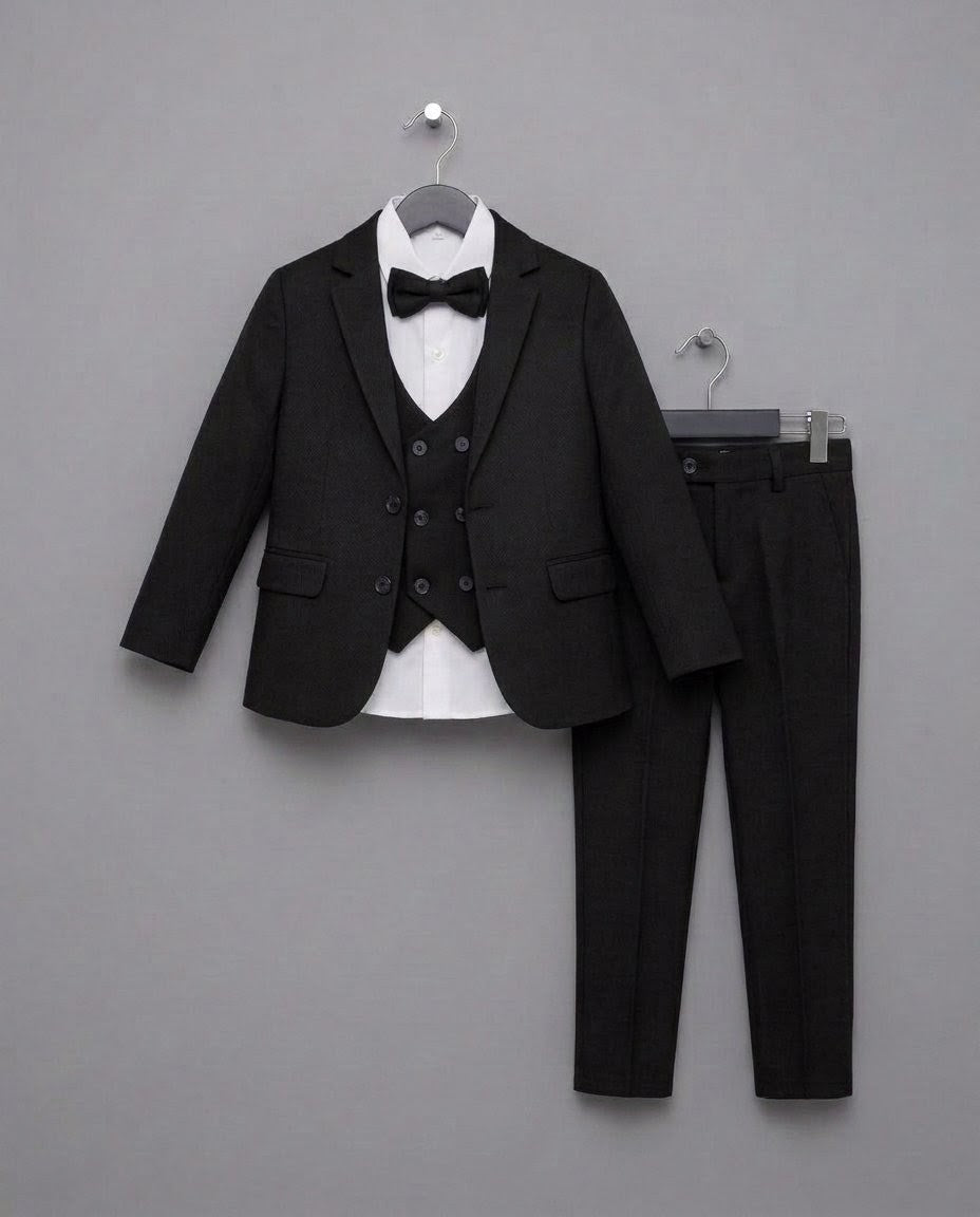 The Alistair 5-Piece Formal Suit Set with Vest – Classic Black