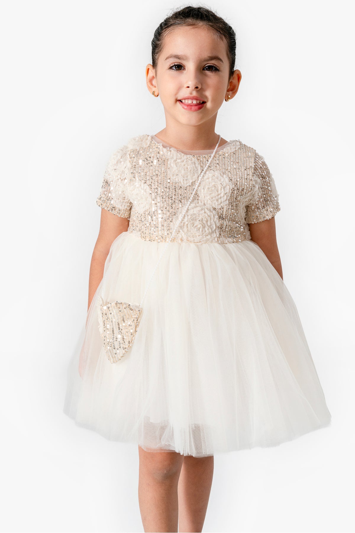 Champagne Baby Girl Party Dress – Sequins & Tulle