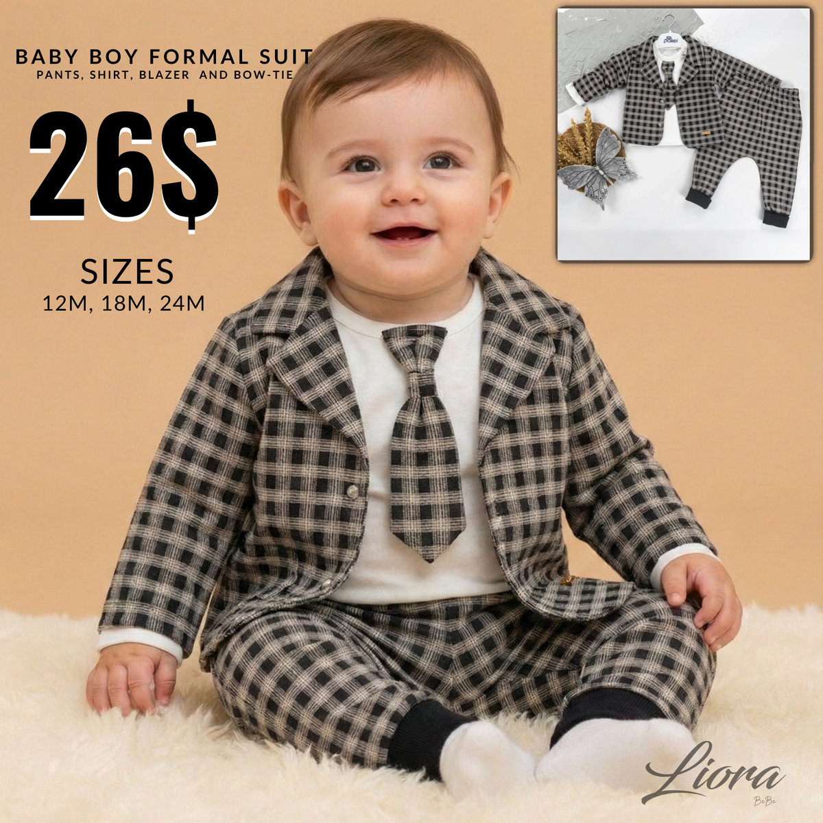Checkered Suit & Tie Set