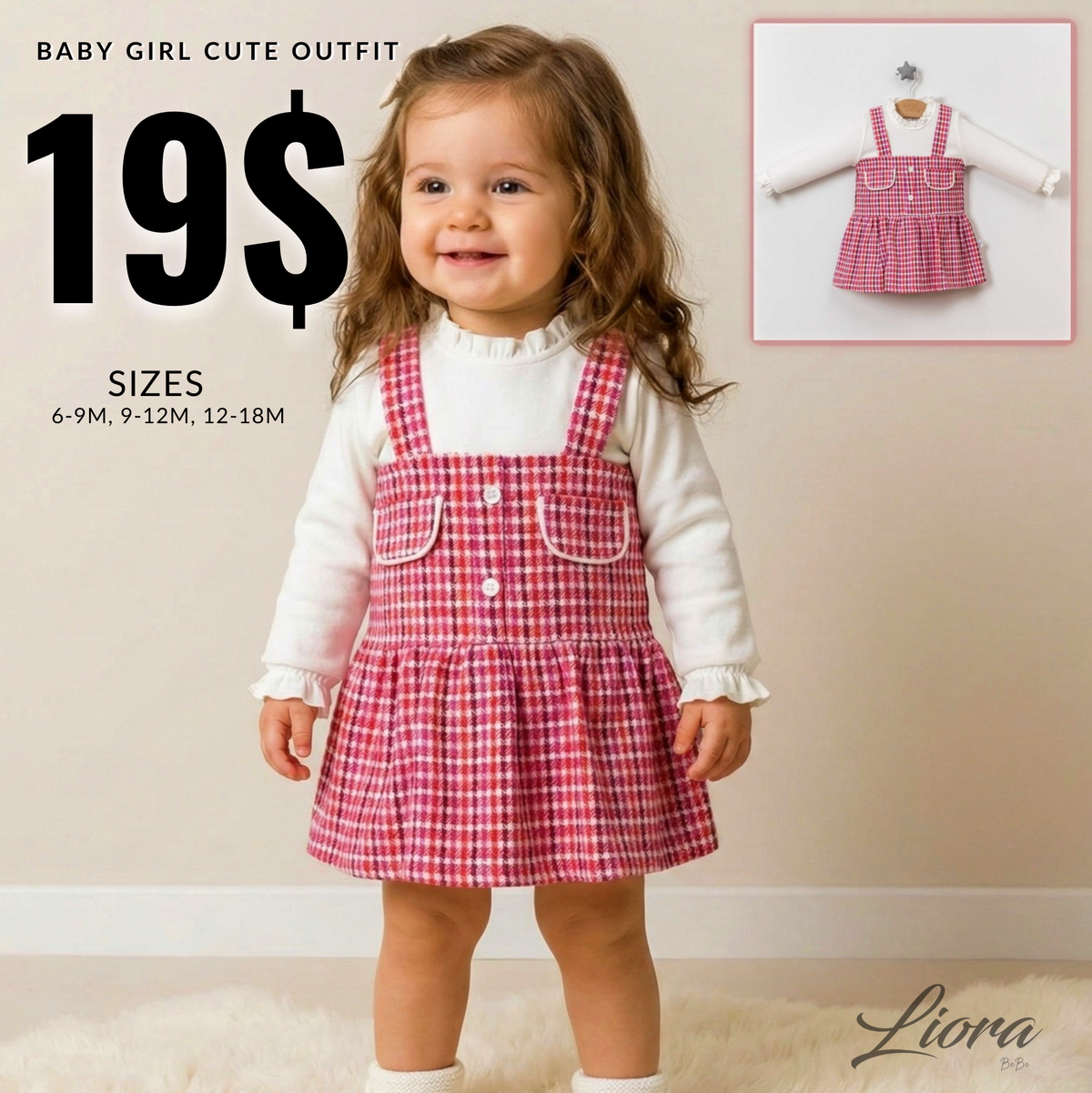 Red Plaid Pinafore & Ruffle Top