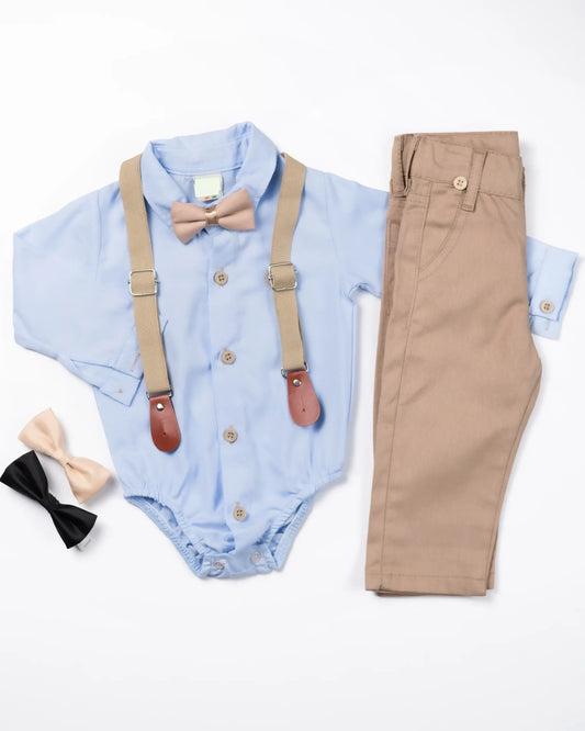 The Dapper Baby Boy Set - Beige & Blue