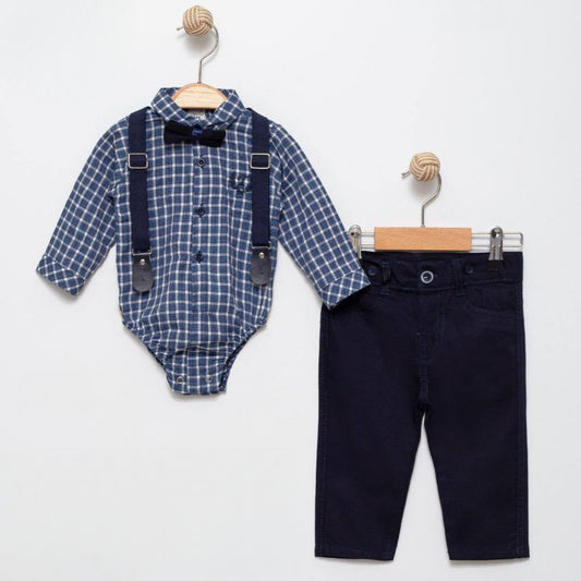 Baby Boy Formal Outfit Navy and Plaid