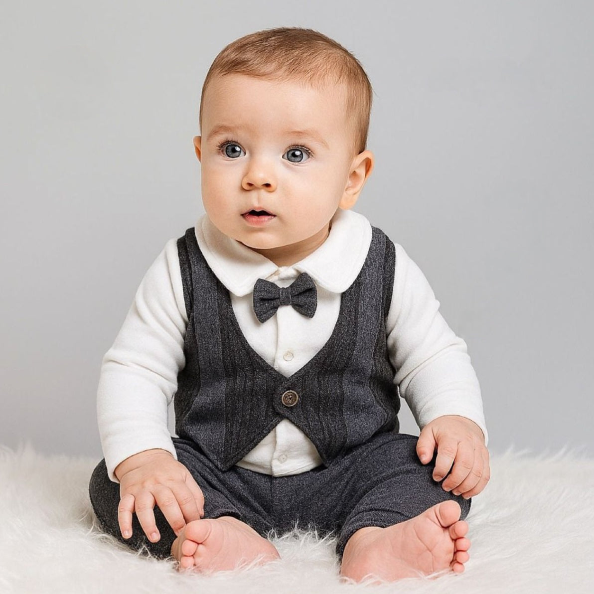 Gray Vest & Bow Tie Set