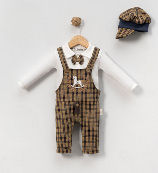 Plaid Rocking Horse – Baby Boy Outfit