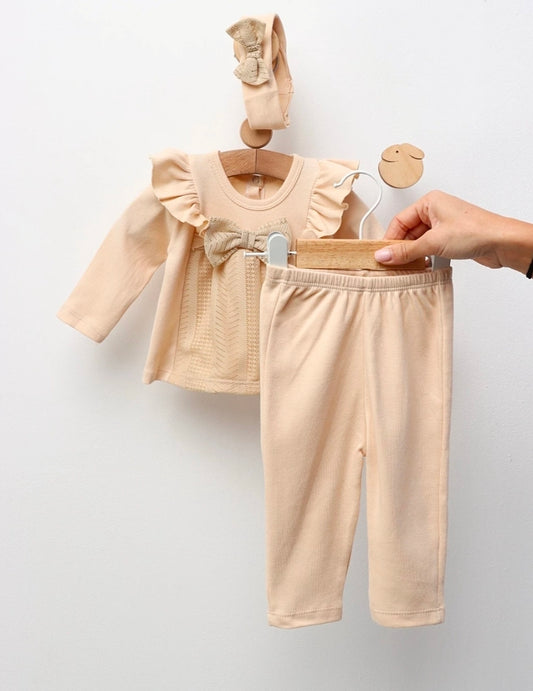 The "Sweet Bow" Baby Set Cream