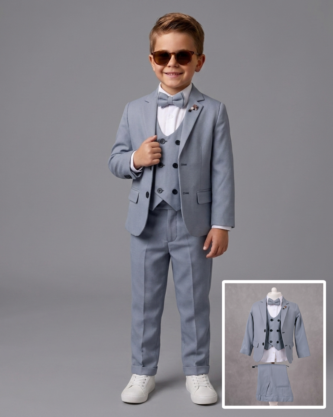 The Charles 5-Piece Formal Suit Set with Vest – Light Gray