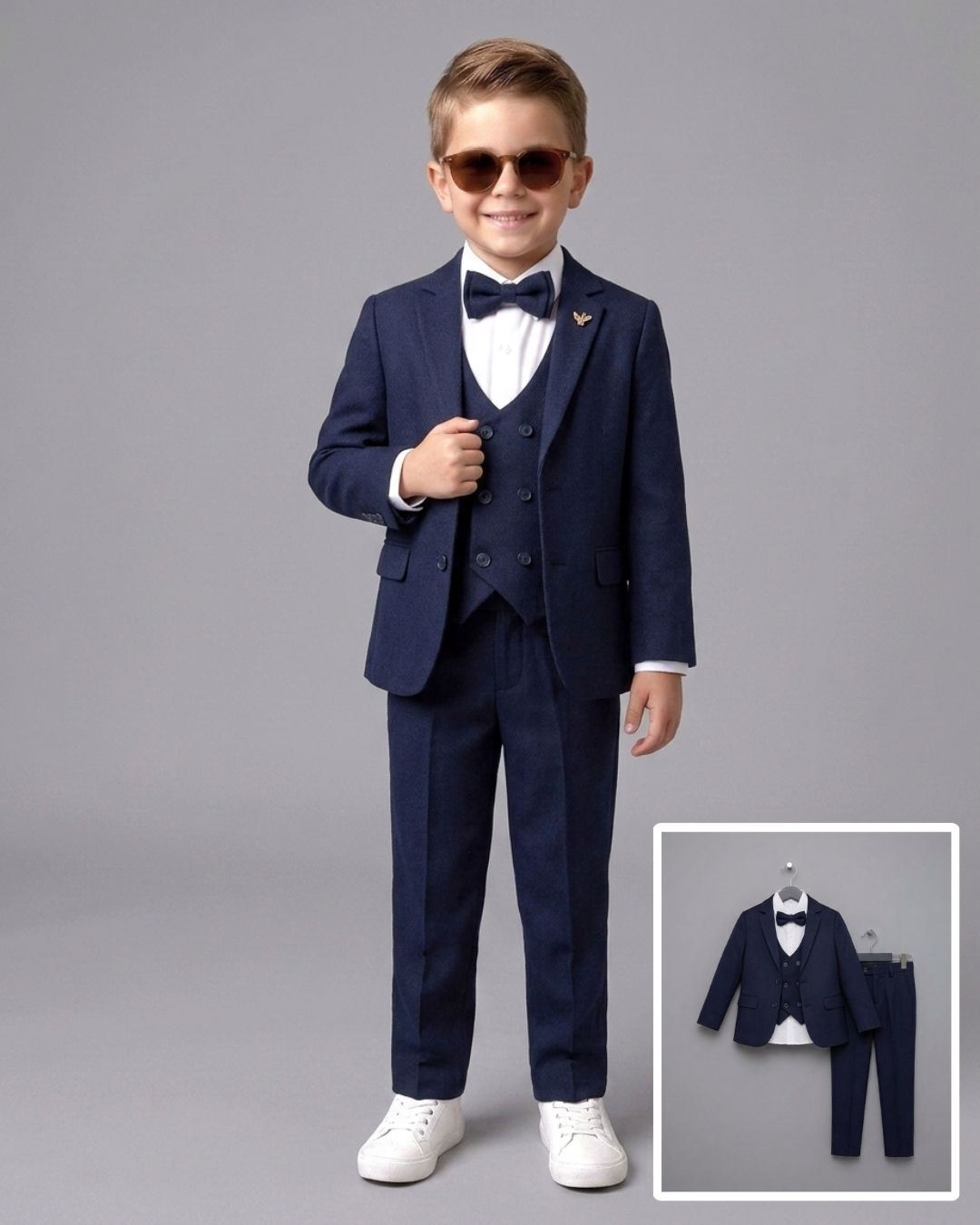 The Edward 5-Piece Formal Suit Set with Vest – Navy Blue