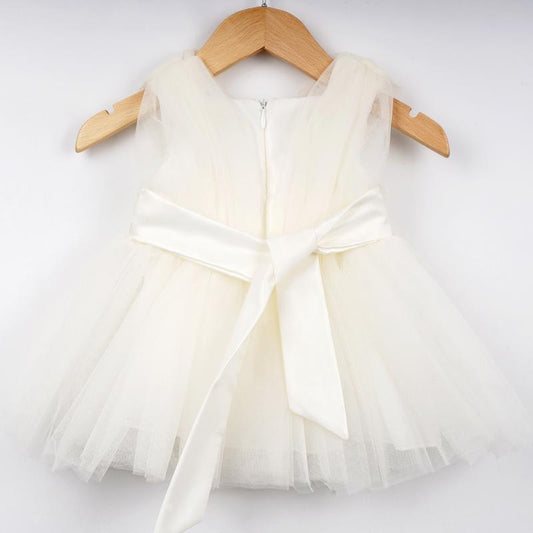 White Baby Girl Tulle Dress – Sleeveless Formal Outfit