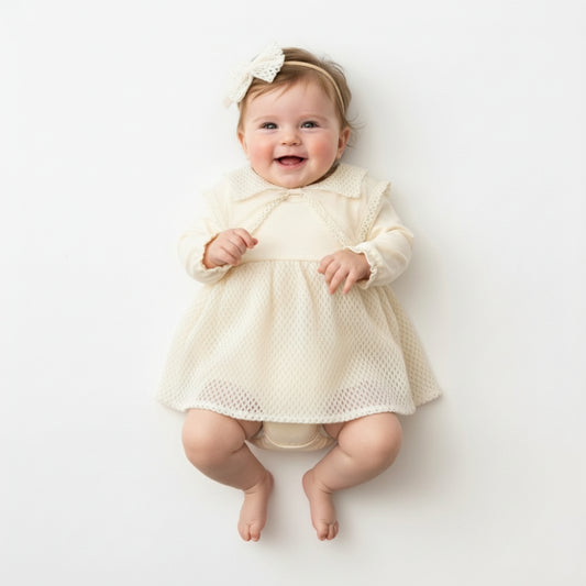 The "Sweetheart" Baby Dress Set - Beige