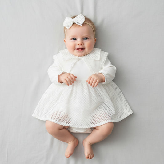 The "Sweetheart" Baby Dress Set - White
