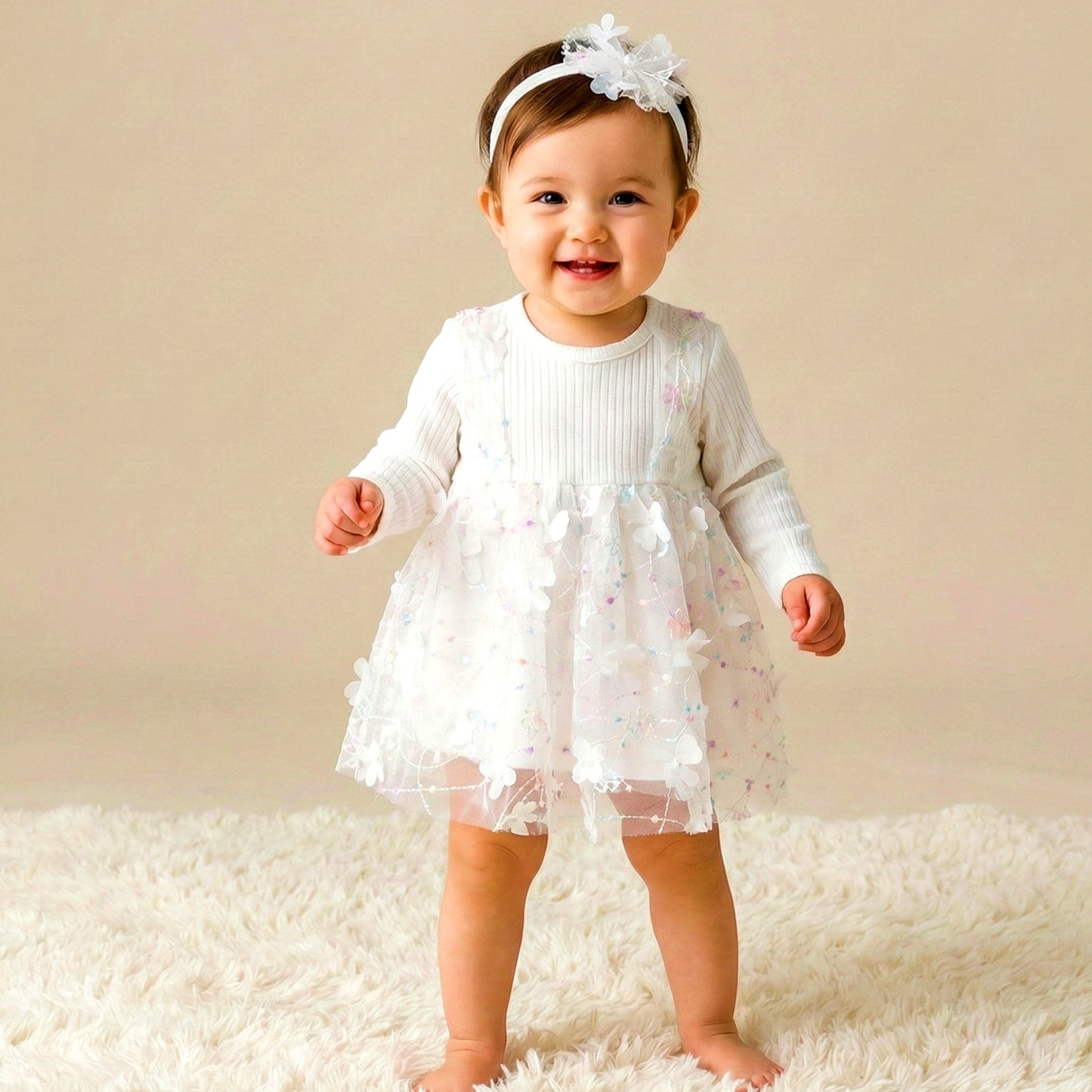 Floral Tulle Dress & Headband Set