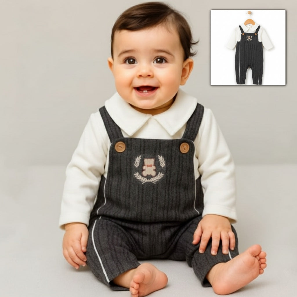 Bear Crest Pinstripe Gray Set