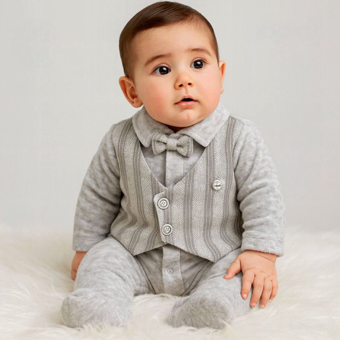 Striped Vest Footed Onesie