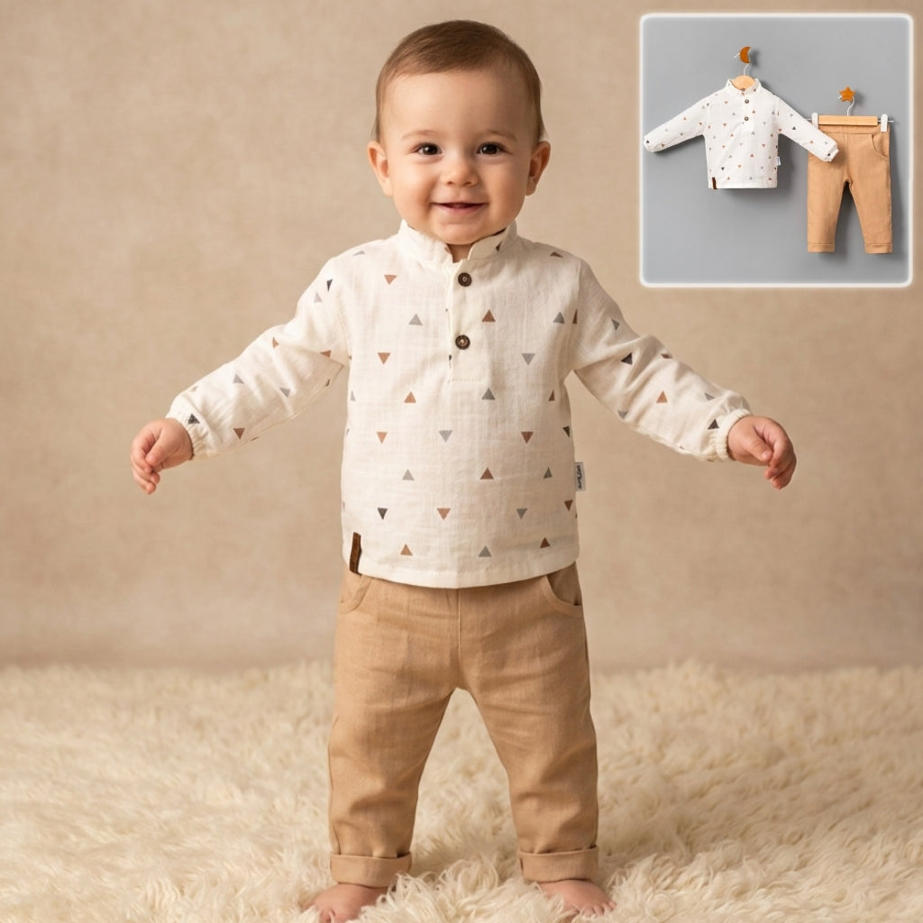 Ecru & Taupe Style – Baby Boy Outfit