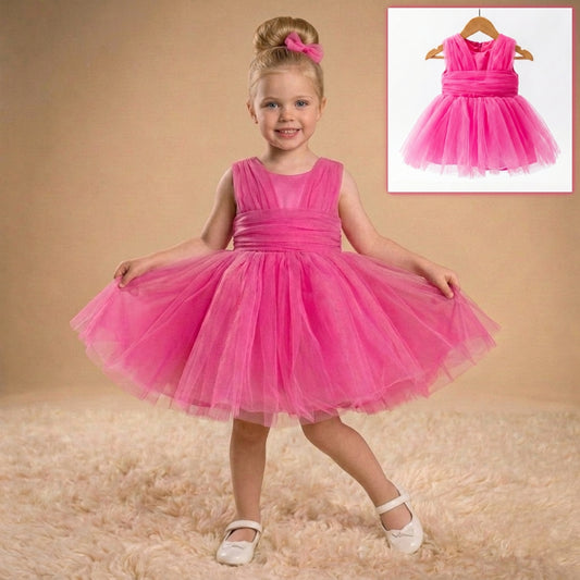 Pink Baby Girl Tulle Dress – Sleeveless Party Outfit