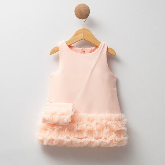 Saumon Dress with Cross Bag