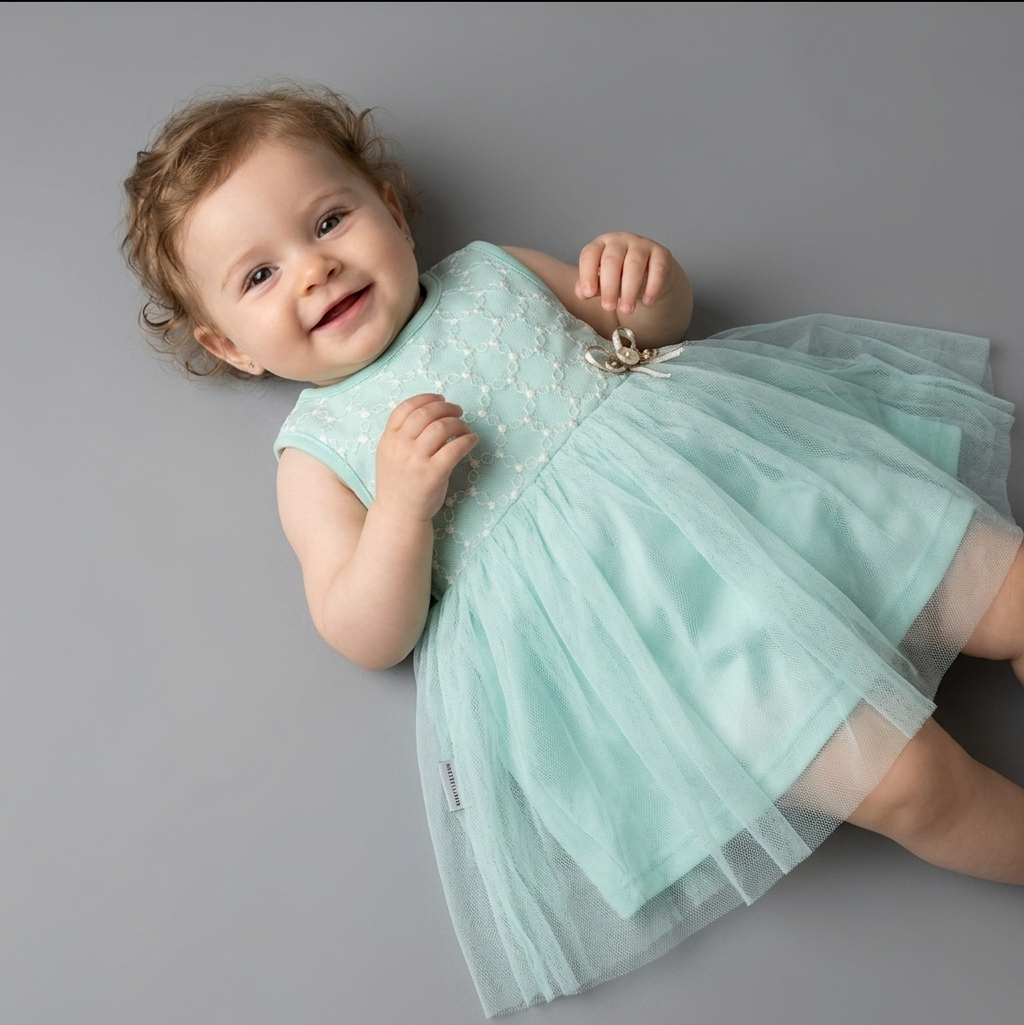 Mint Lace Whimsy – Baby Girl Dress