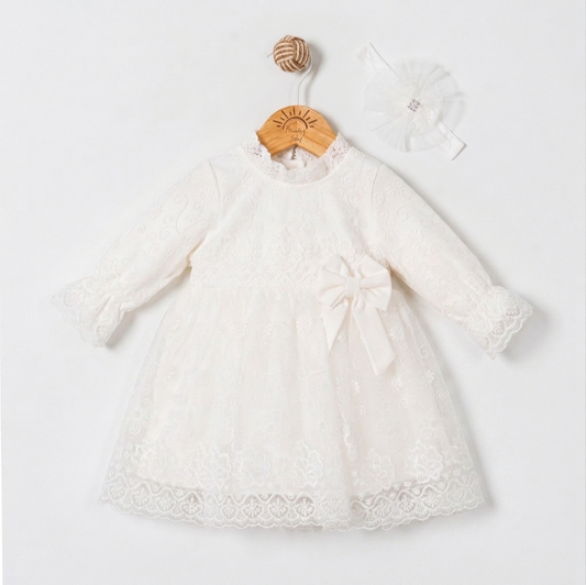 The Seraphina Embroidered Lace Dress Set – Pure White