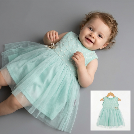 Mint Lace Whimsy – Baby Girl Dress