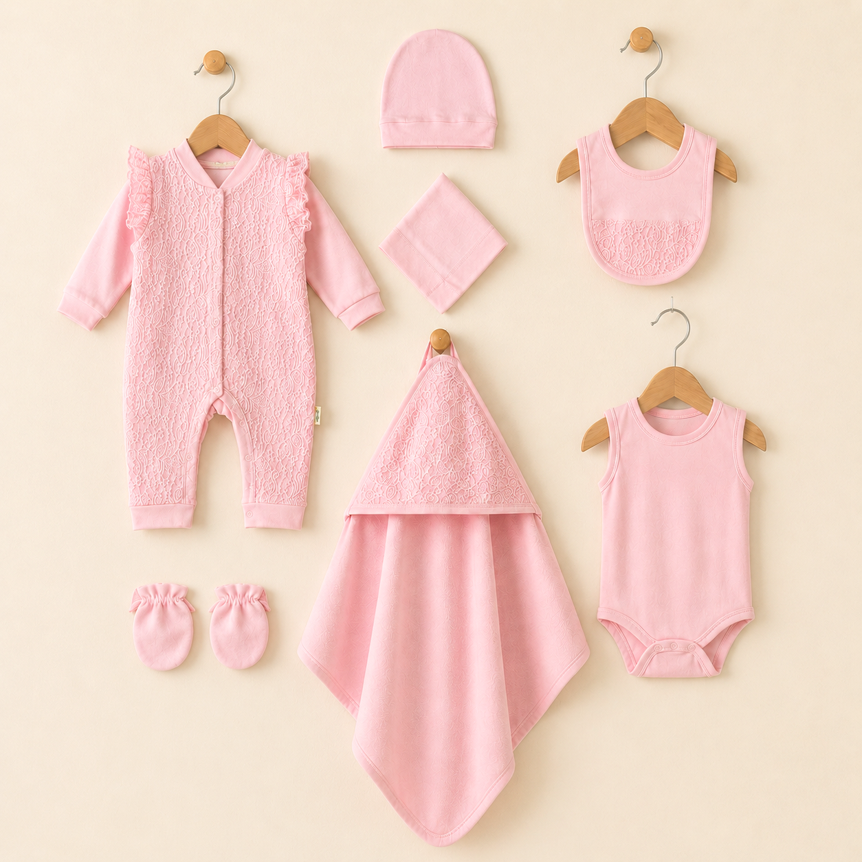 Deluxe Welcome Home Baby Gift Set – Pink Textured Knit & Essentials