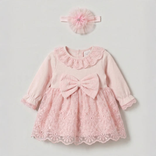 The Penelope Embroidered Lace Dress Set – Soft Pink