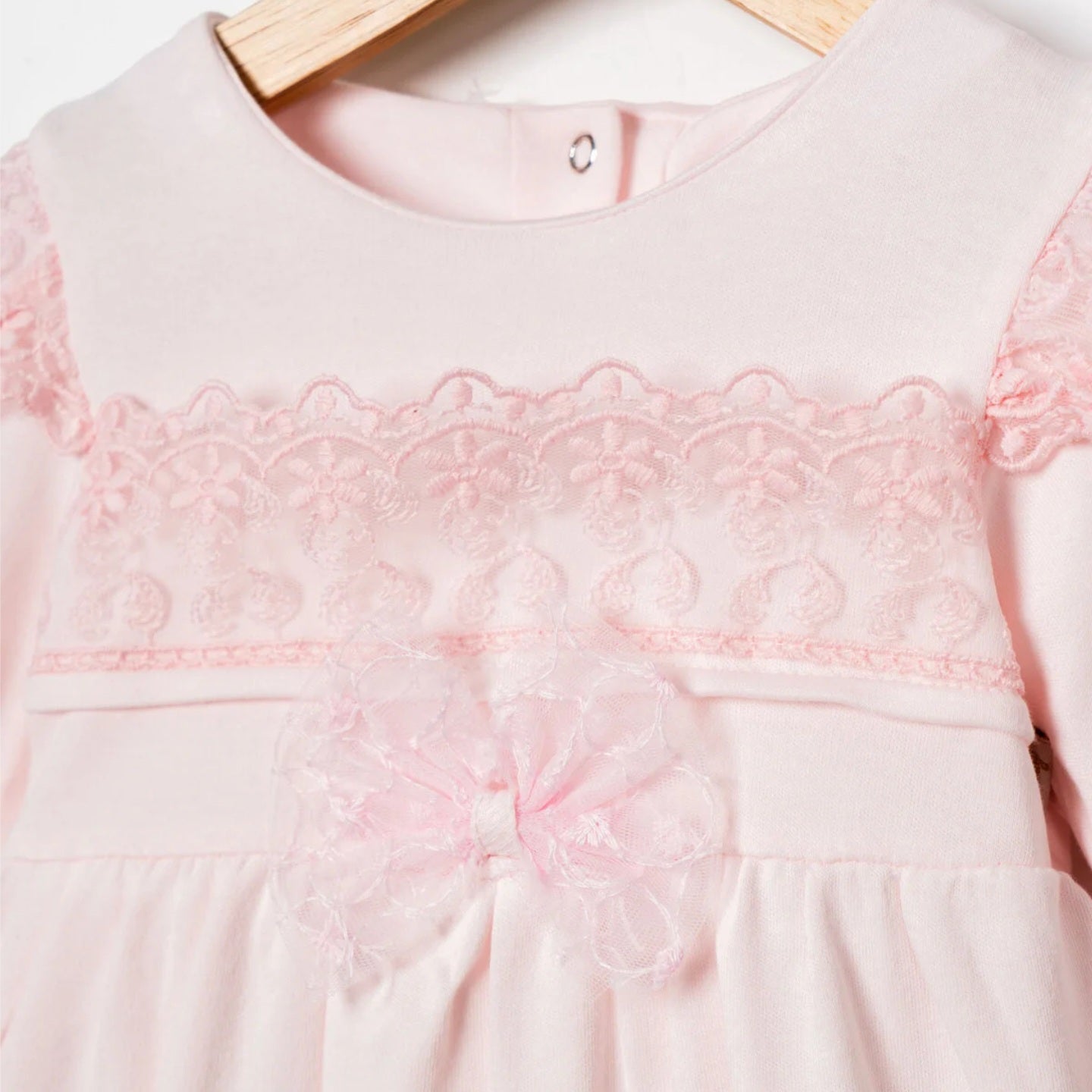 Pink Lace Baby Dress with Headband