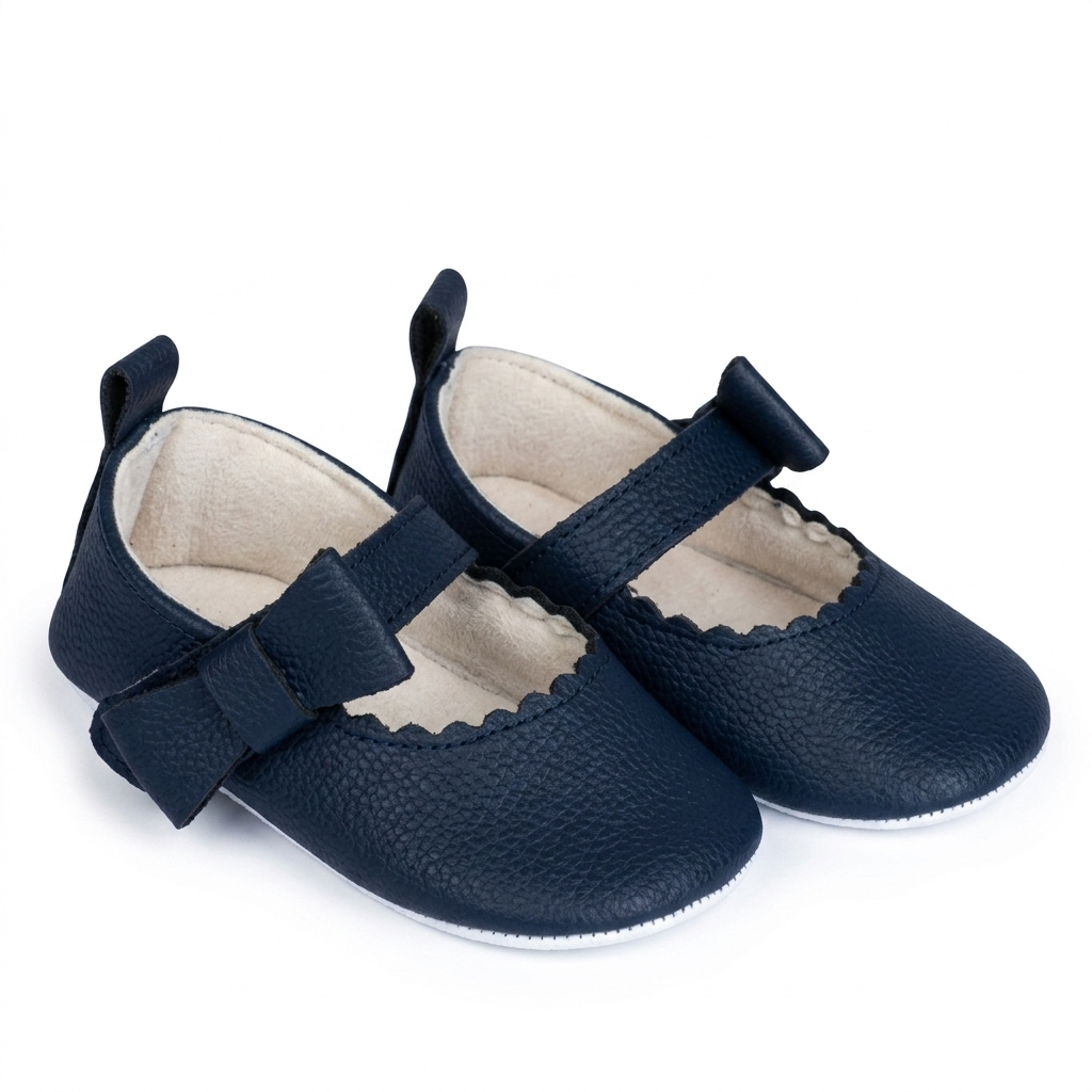 Minimalist Faux-Leather Baby Mary Janes – Deep Navy