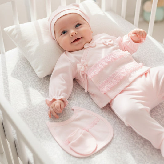 Pink 5-Piece Lace Baby Girl Set