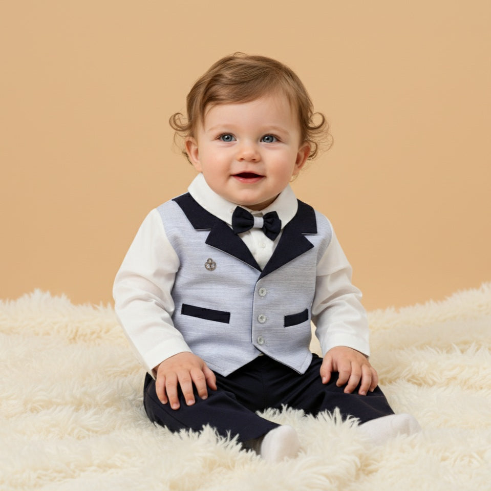 “Tiny Tux” Baby Formalwear Set Navy