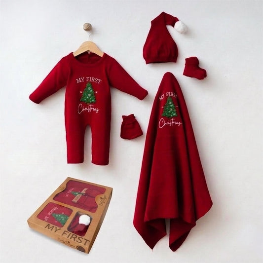 The Felix "My First Christmas" Romper & Blanket Gift Set – Holiday Red