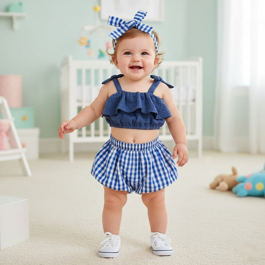 Checkered Baby Girl Set