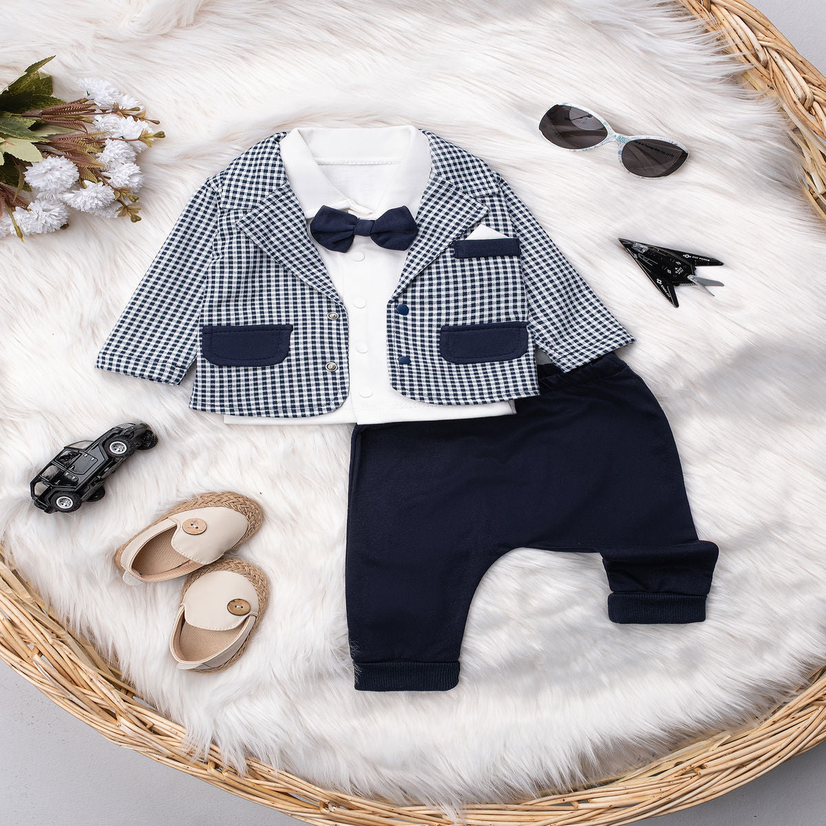 Checkered Charm – Baby Boy Formal Outfit