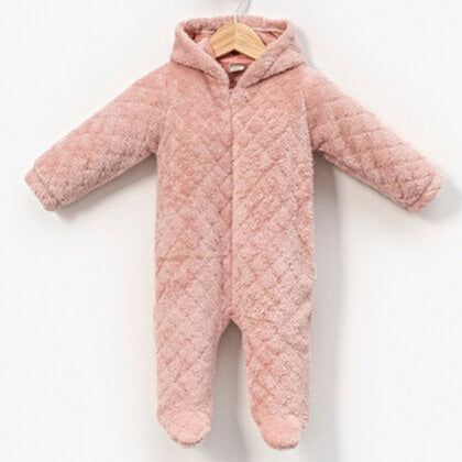 The Evangeline Quilted Hooded Snowsuit – Soft Pink