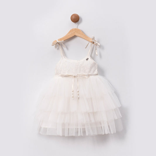 “Ivory Bloom” Baby Dress – Lace Bodice & Tulle Skirt