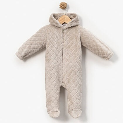 The Theodore Quilted Velvet Hooded Snowsuit – Warm Brown