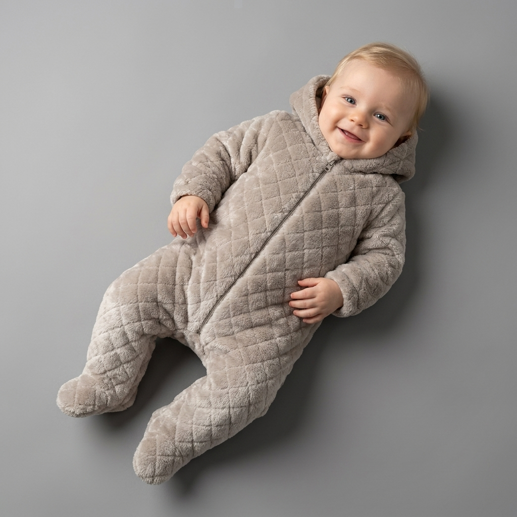 The Evangeline Quilted Hooded Snowsuit – Soft Pink